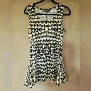 Tango Mango | Beautiful Black  and Beige Peplum Tank Top / Tunic, Size M